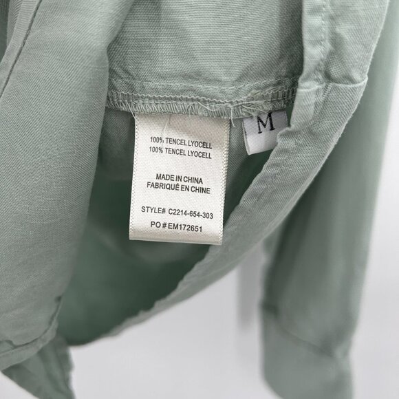 CLOTH & STONE Sea Foam Green Front Tie Button Up Lightweight Blouse Shirt Medium - Picture 5 of 7